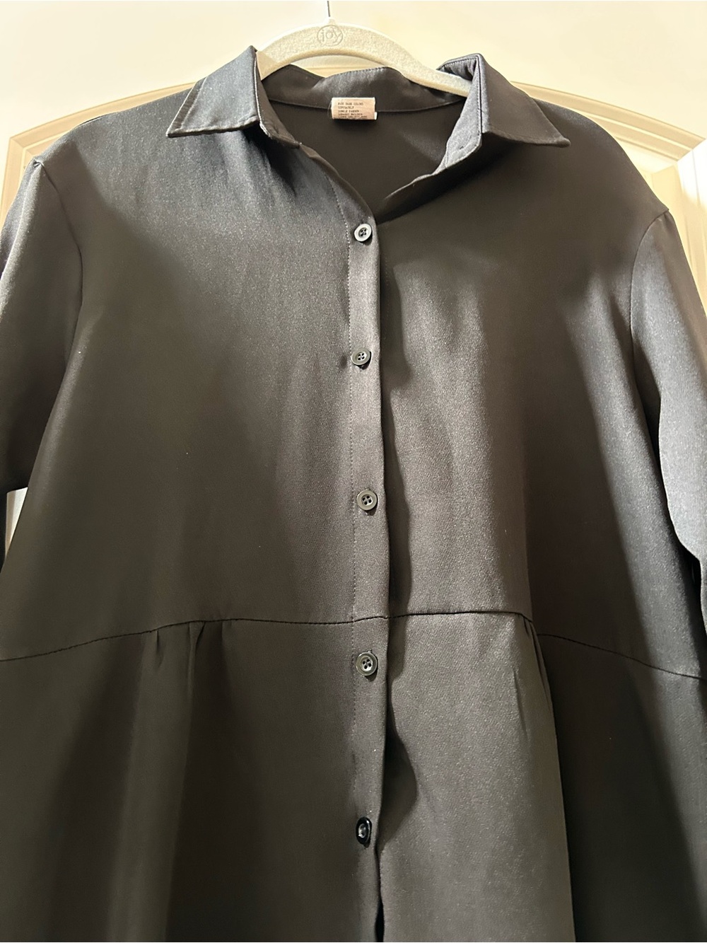 Verwin Black full button down high low dress. Lagenlook. Pockets. Classic. SZ M - Picture 3 of 8
